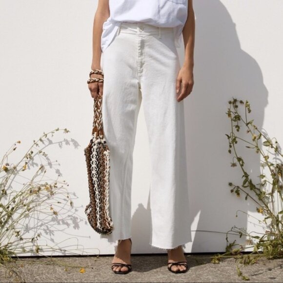 New ZARA The Marine Straight Ecru Wide Leg Jeans - Picture 1 of 11